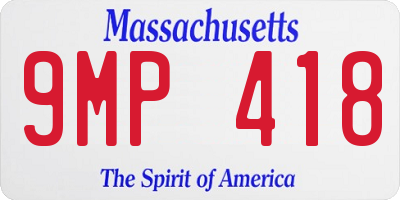 MA license plate 9MP418