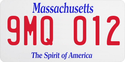 MA license plate 9MQ012