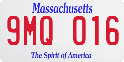 MA license plate 9MQ016