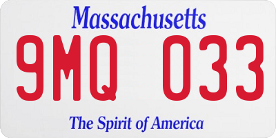 MA license plate 9MQ033