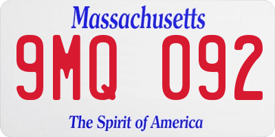 MA license plate 9MQ092