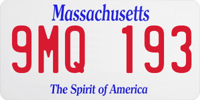 MA license plate 9MQ193