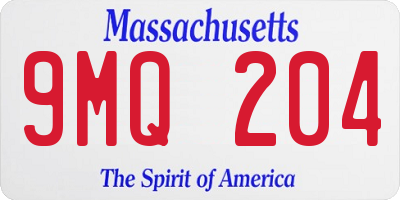 MA license plate 9MQ204