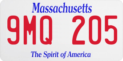 MA license plate 9MQ205