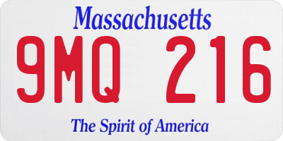 MA license plate 9MQ216