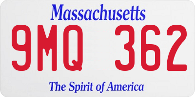 MA license plate 9MQ362
