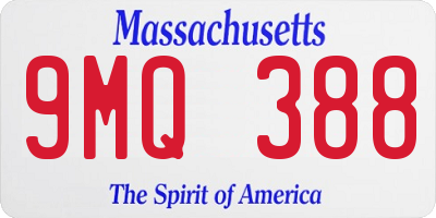 MA license plate 9MQ388
