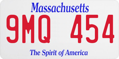 MA license plate 9MQ454