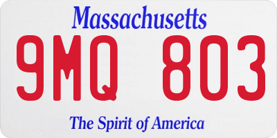 MA license plate 9MQ803