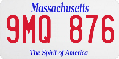 MA license plate 9MQ876