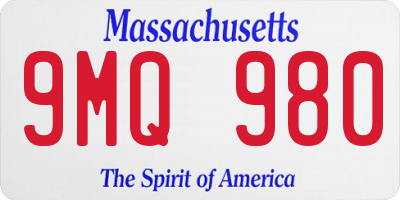 MA license plate 9MQ980