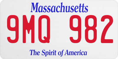 MA license plate 9MQ982