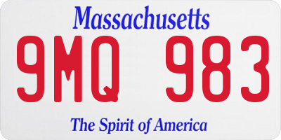 MA license plate 9MQ983