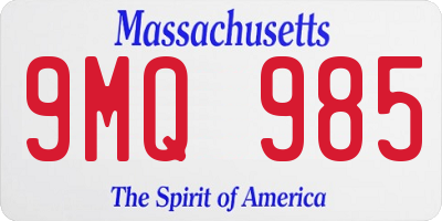 MA license plate 9MQ985