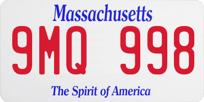 MA license plate 9MQ998