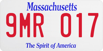 MA license plate 9MR017
