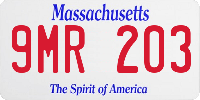 MA license plate 9MR203