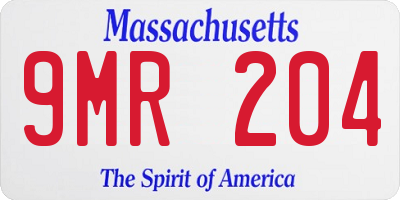 MA license plate 9MR204