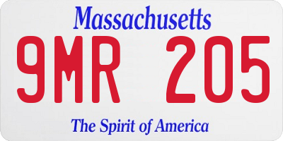 MA license plate 9MR205
