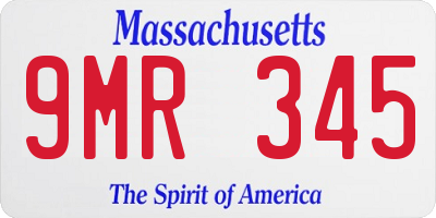 MA license plate 9MR345