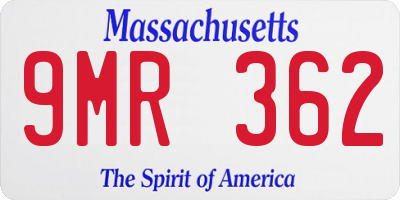 MA license plate 9MR362