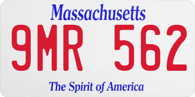 MA license plate 9MR562