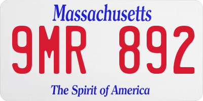 MA license plate 9MR892