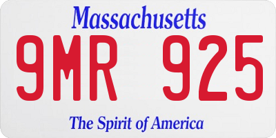 MA license plate 9MR925