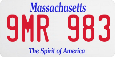 MA license plate 9MR983
