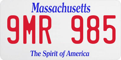 MA license plate 9MR985