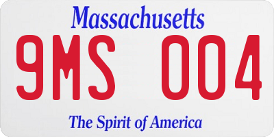 MA license plate 9MS004
