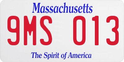 MA license plate 9MS013