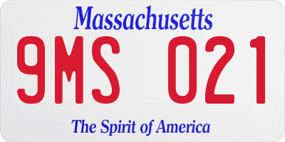 MA license plate 9MS021