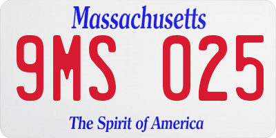 MA license plate 9MS025