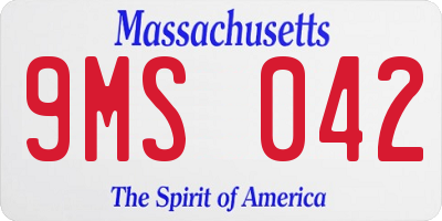 MA license plate 9MS042