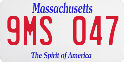 MA license plate 9MS047
