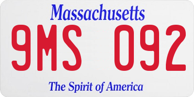 MA license plate 9MS092