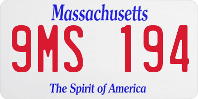 MA license plate 9MS194