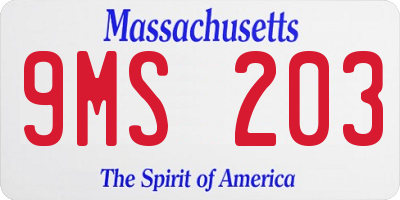 MA license plate 9MS203