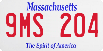 MA license plate 9MS204
