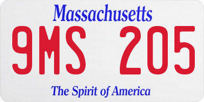 MA license plate 9MS205