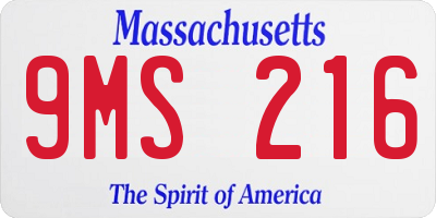 MA license plate 9MS216