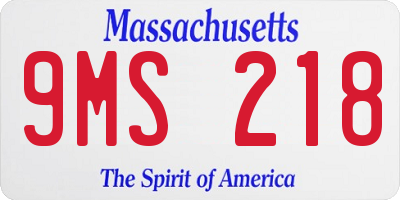 MA license plate 9MS218