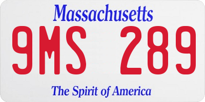 MA license plate 9MS289