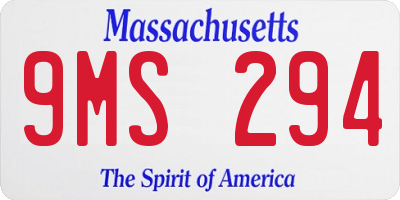 MA license plate 9MS294