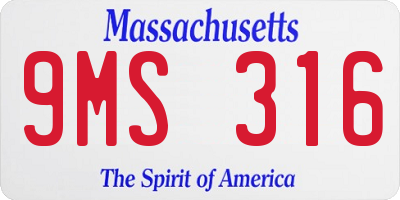 MA license plate 9MS316