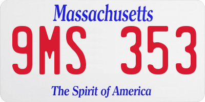MA license plate 9MS353