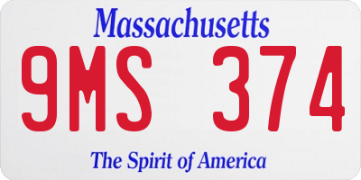MA license plate 9MS374