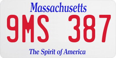 MA license plate 9MS387