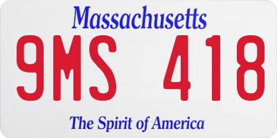 MA license plate 9MS418